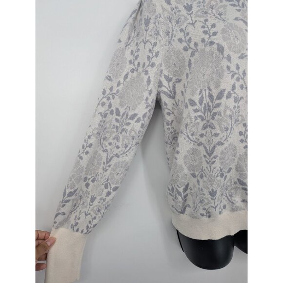 Ann Taylor Mock Neck Jacquard Floral Knit Sweater Size M Pullover Cottage Cozy - Picture 7 of 11
